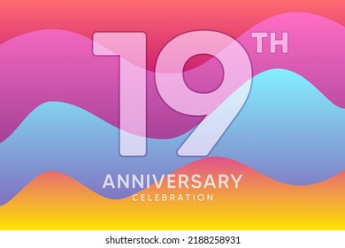 19 Year Anniversary Vector Template Design Illustration