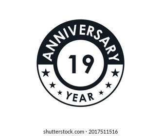 19 years anniversary badge vector design