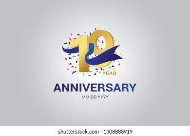 19 years anniversary blue ribbon celebration logotype. anniversary logo with golden and Spark light white color isolated on black background, vector design for celebration, invitation vector