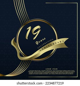 19 years anniversary celebration 3d vector template design illustration