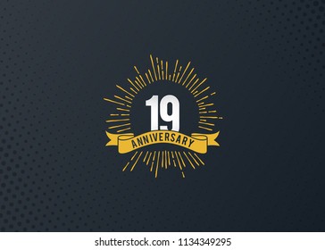 19 years anniversary celebration design with fireworks background