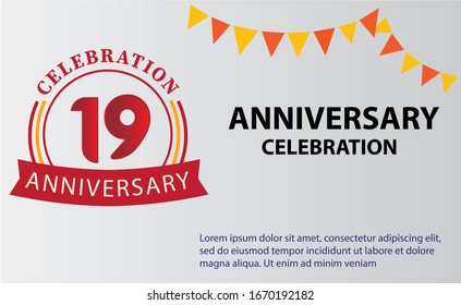 19 years anniversary celebration logo vector template design 