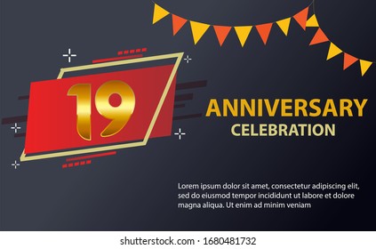 19 years anniversary celebration logo vector template design