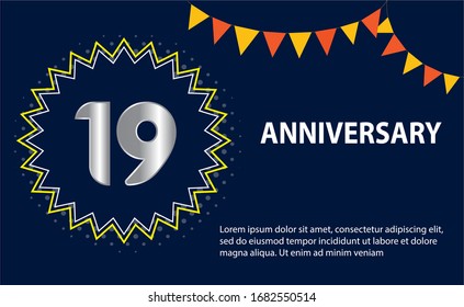 19 years anniversary celebration logo vector template design