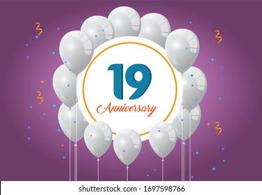 19 years anniversary celebration logo vector template design illustration