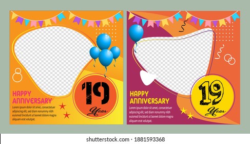 19 years anniversary celebration logo vector template design
