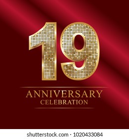 19 years anniversary celebration logotype red background.
