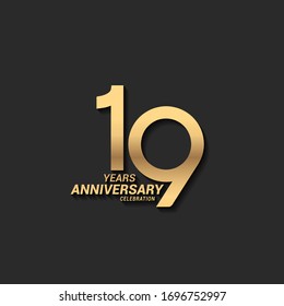 19 years anniversary celebration logotype with elegant modern number gold color for celebration