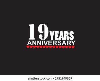 19 years anniversary celebration logotype, hand lettering, 19 year sign, greeting card