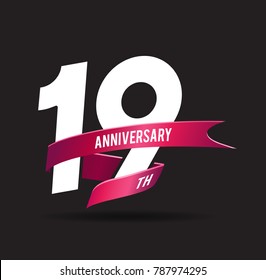 19 years anniversary celebration logotype black background