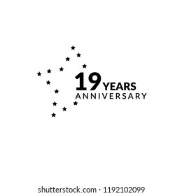 19 years anniversary celebration simple logo.