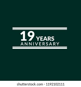 19 years anniversary celebration simple logo.