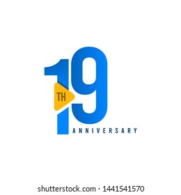 19 Years Anniversary Celebration Vector Template Design Illustration