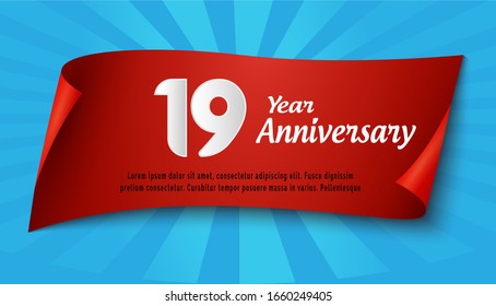 Ilustración de diseño de plantillas vectoriales de celebración de 19 años