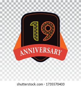19 Years Anniversary Celebration Vector Template Design Illustration