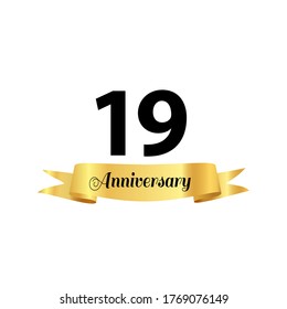 Ilustración de diseño de plantillas de vectores de celebración de 19 años