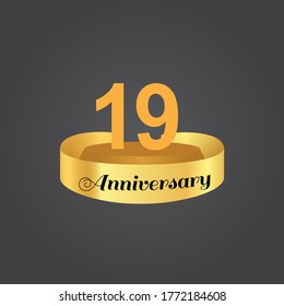19 Years Anniversary Celebration Vector Template Design Illustration