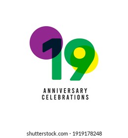 Ilustración de diseño de plantillas de vectores de celebración de 19 años