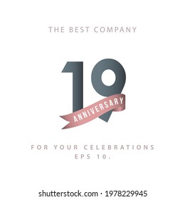 19 Years Anniversary Celebration Vector Template Design Illustration