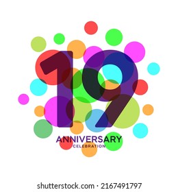 19 Years Anniversary Celebration Vector Template Design Illustration