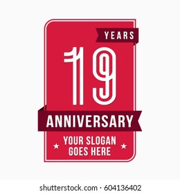 19 years anniversary design template. Vector and illustration.