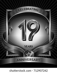 19 years anniversary design template for invitation, advertising, banner, vector design