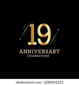 19 years anniversary with gold line and stars