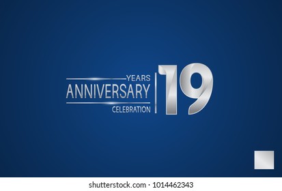 19 years anniversary logo with elegance silver color isolated on blue background for celebration event