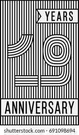 19 years anniversary logo. Vector and illustration. Line art anniversary design template.