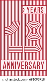 19 years anniversary logo. Vector and illustration. Line art anniversary design template.
