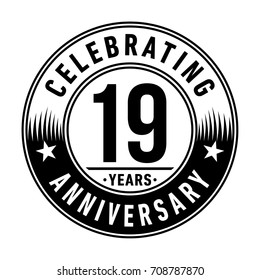 19 years anniversary logo. Vector and illustration.