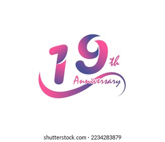 19 years anniversary logotype. 19th Anniversary template design for Creative poster, flyer, leaflet, invitation card
