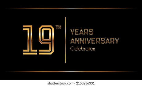19
 Years Anniversary logotype. Anniversary celebration template design for booklet, leaflet, magazine, brochure poster, banner, web, invitation or greeting card. Vector illustrations.