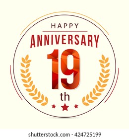 19 Years Anniversary with Low Poly Design and Laurel Ornaments