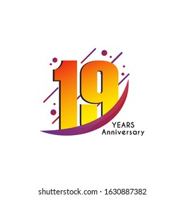 19 Years Anniversary Template Design. Vector Eps 10