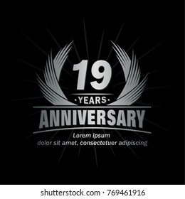 19 years design template. Anniversary vector and illustration template.