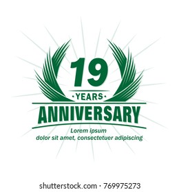 19 years design template. Anniversary vector and illustration template.
