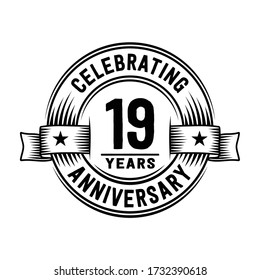 19 years logo design template. 19th anniversary vector and illustration.