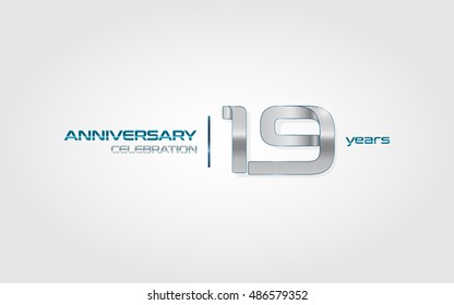 19 years silver anniversary celebration logo, isolated on dark white background