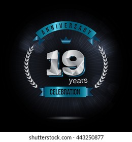 19 Years Silver anniversary logo, low poly design number