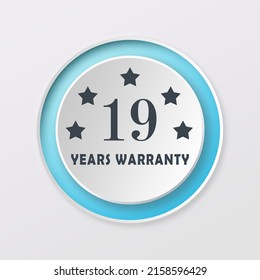 19 years warranty blue color combination design. creative logo, icon, modern element, simple elegant Stamp Button Vector
