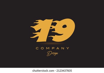 19 yellow number logo icon design. Creative template for business and company