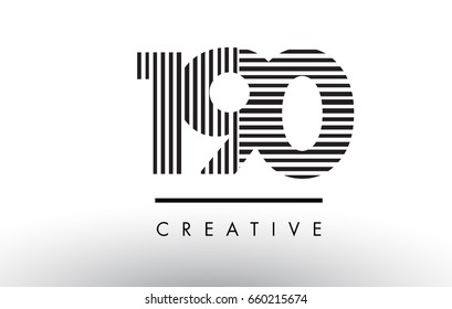 190 Black and White Number Logo Design with Vertical and Horizontal Lines.