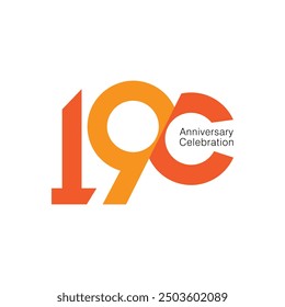 190 logo, 190th Anniversary Logo, Orange Color, Vector Template Design element for birthday, invitation, greeting card illustration.