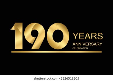 190 year anniversary vector banner template. gold icon isolated on black background.