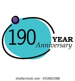 190 Year Anniversary Vector Template Design Illustration Blue Circle White Background