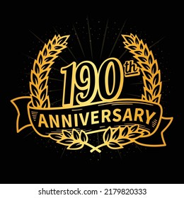190 years anniversary celebration logotype. 190th anniversary logo. Vector and illustration.