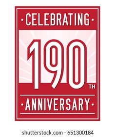 190 years anniversary design template. Vector and illustration