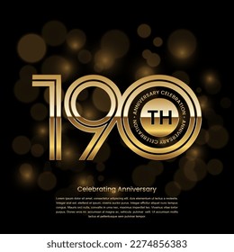 190 years anniversary logo design with gold color and double line style. Logo Vector Template