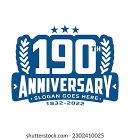 190 years anniversary logo design template. 190th anniversary celebration logotype. Vector and illustration.